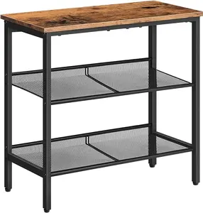 HOOBRO End Table, 3-Tier Narrow Side Table, Nightstand with 2 Flat or Slant Adjustable Shelves for Small Spaces, Hallway, Living Room, Bedroom, Sturdy, Easy Assembly