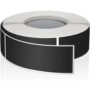 Black Rectangle Stickers 3 x 1 Inch Color Coding Labels Vinyl Roll Self-Adhesive  Removable 500 count