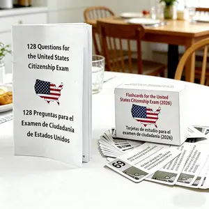 US Citizenship Test Flash Cards 2026 – 128 Civics Questions & Answers, Bilingual Spanish English Study Guide | USCIS Naturalization Exam Prep, Visual Learning Cards, Pass Fast, Educational Supplies