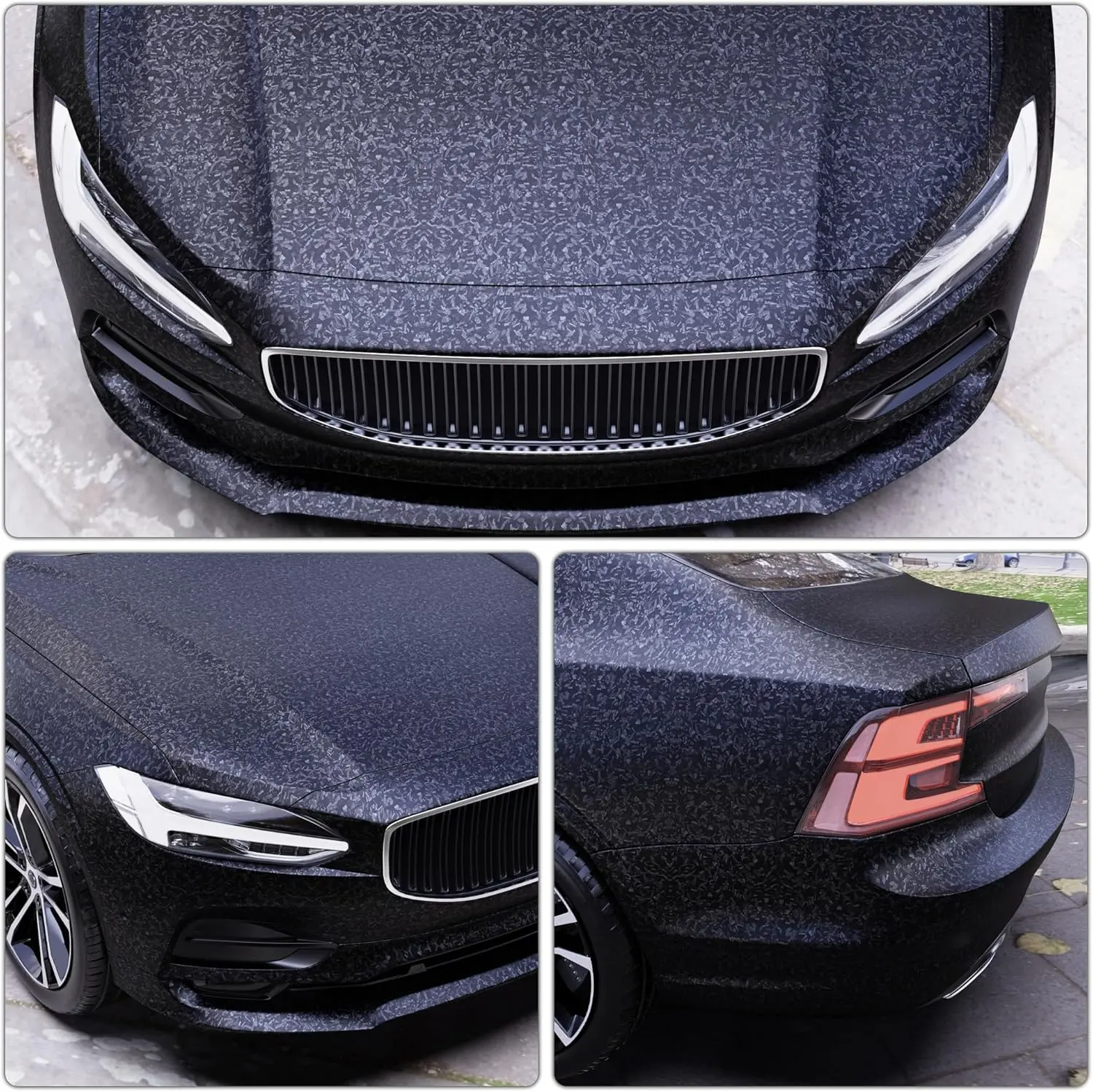 Matte Grey Forged Carbon Fiber Vinyl Wrap Film Roll - Bubble-Free Air Release, Self-Adhesive, Color Changing, Heat Resistant, Dustproof Car Sticker for Automotive Interior/Exterior DIY Customization Accessories (1ft x 5ft)