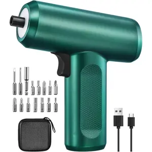 Cordless Rechargeable 3.7V Electric Screwdriver with Touch Screen LCD Display, 8 Torque Settings, 15-Piece Drill Bit Set, LED Light, USB Charging, Carry Bag, Hand Tool Kit for DIY Projects
