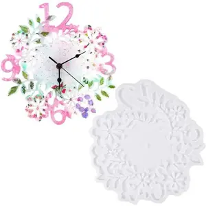 Flower Pattern Clock Mold, 1 Count DIY Clock Silicone Mold, Flower Design, DIY Clock Mold for Handmade Soap Making, Art Craft Decoration
