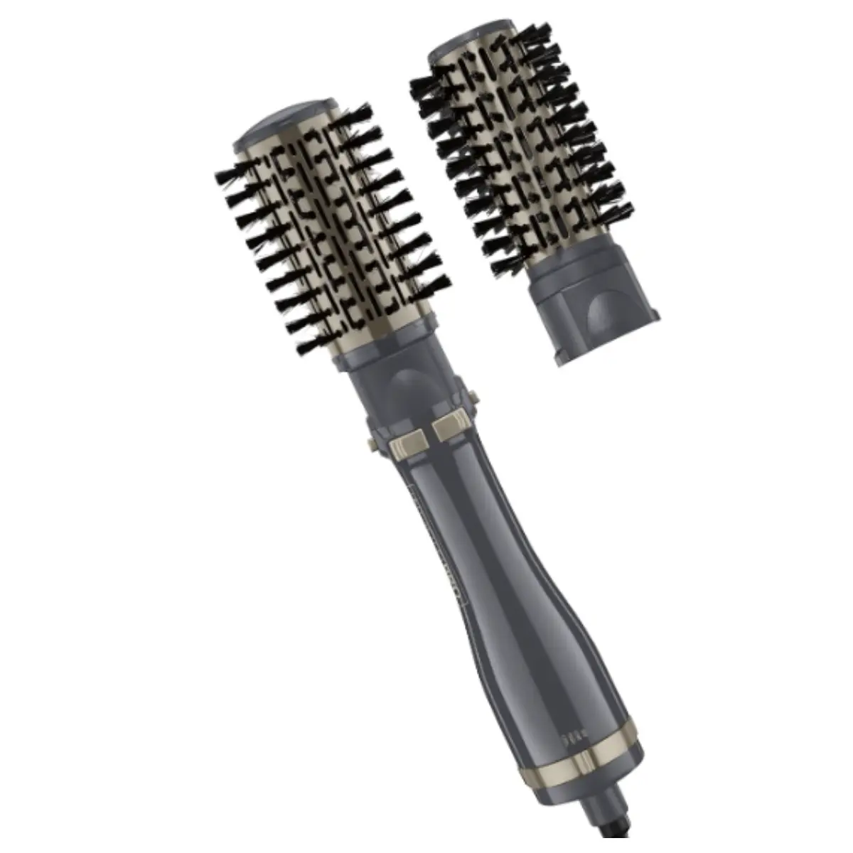 Conair InfinitiPRO Rotating Hot Air Dryer Spin Brush Set | Bidirectional Rotating Ionic Hot Air Brush for Volume and Curls, Gray, 2 in. and 1 ½ in. Brush Heads, BC191L