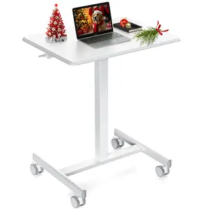 Small Mobile Rolling Standing Desk - Overbed Table, Teacher Podium with Wheels, Adjustable Work Table, Rolling Desk Laptop Computer Cart for Home, Office, Classroom