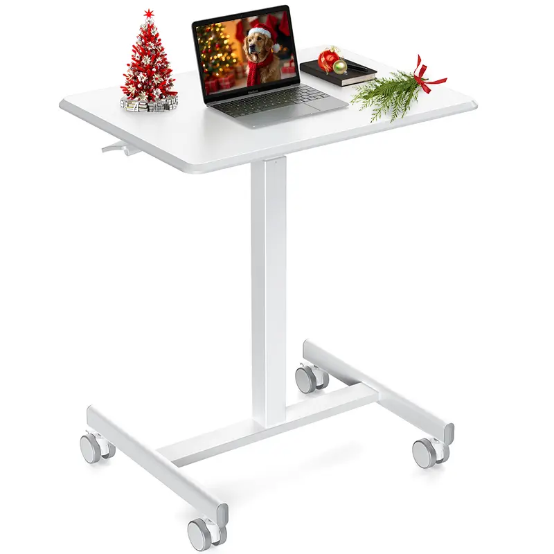 Small Mobile Rolling Standing Desk - Overbed Table, Teacher Podium with Wheels, Adjustable Work Table, Rolling Desk Laptop Computer Cart for Home, Office, Classroom
