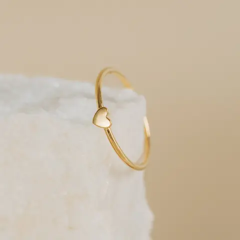 Nala Tiny Heart Ring by Caitlyn Minimalist - Dainty Heart Charm Ring - Stacking Love Promise Ring Band in 18K Gold & Silver - Romantic Jewelry - Anniversary Gift for Girlfriend