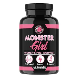 Angry Supplements Monster Girl, Women's Pre-Workout Capsules for Fitness Energy & Endurance, 60 Capsules -30 Day Supply Dietary Supplement