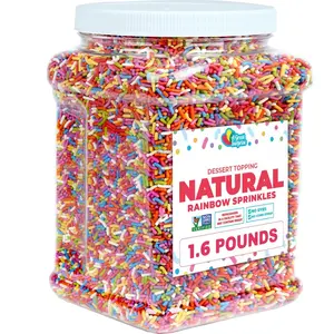 A Great Surprise Dye-Free Rainbow Sprinkles  1.6 Pounds - Natural Vegan Baking Toppings with No Artificial Dyes or Flavors  Non-GMO Jimmies for Cookies, Cakes, Ice Cream & Cupcakes