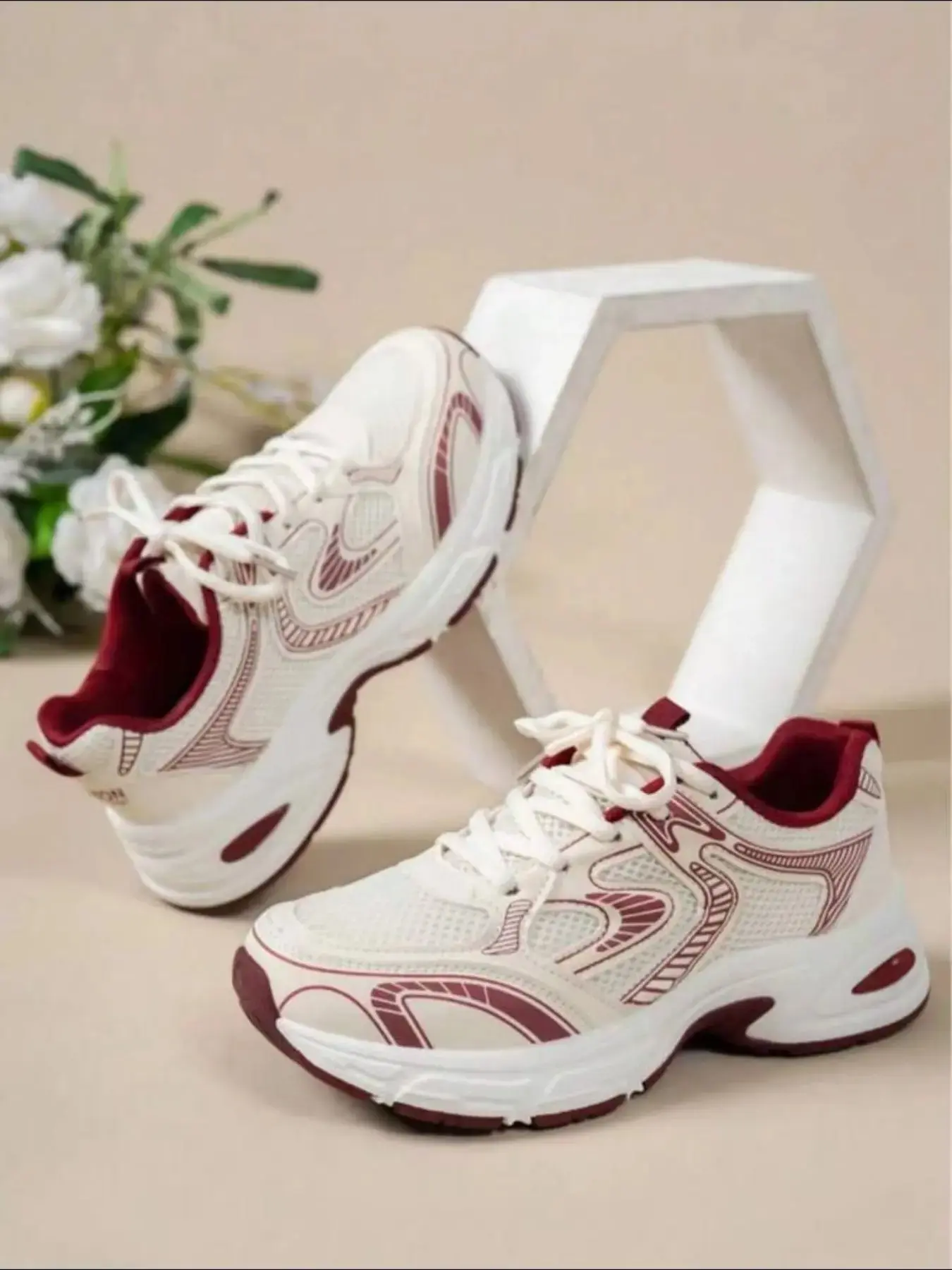Women's Breathable Mesh Thick Sole Lace-Up Platform Sneakers Casual Dad Shoes 2026