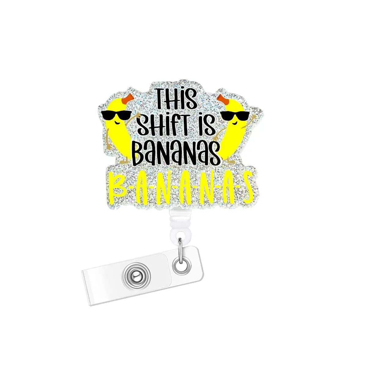 Funny Cartoon Acrylic Bling Retractable Badge Reel, 1/16pcs Belt Clip Retractable Name Badge Holder for Nurse Doctor Student Worker Volunteer, Identification Badges & Supplies, Badge Reels Retractable Medical Badge Holder, Retractable Badge Holders