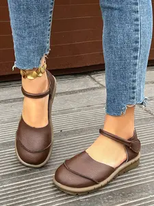 Women's Breathable Sandals, Adjustable Anklet, Summer Beach Walking, Casual Flat Shoes, Ideal for Daily Wear, Comfortable and Stylish, Pu Leather Sandals, Casual Summer Footwear