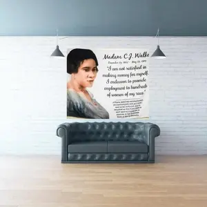 Madame CJ Walker Educational Wall Tapestry - Decorative Tapestry for Learning and Home Decor