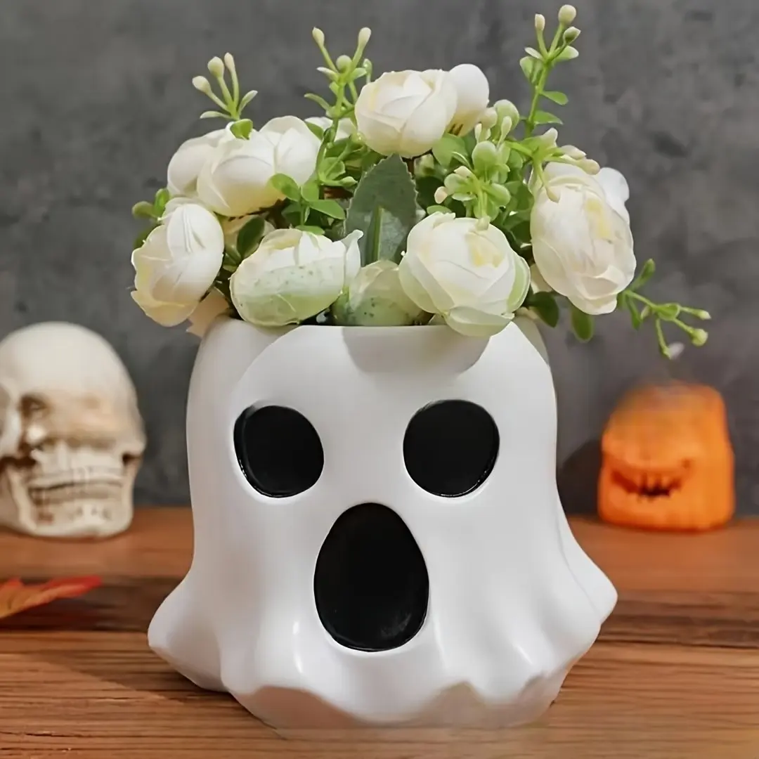 Ghost Resin Plant Pot Home Decor, Indoor Plant Container, Pot For Plants, Outdoor Gardening Decoration, Contemporary Style, Lightweight Structure, Holiday Planter, Modern Plant Pot, Planting Pots
