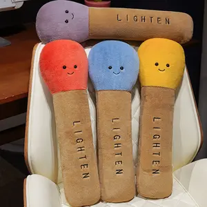 Cute Smiling Face Matchstick Plush Pillow Soft Long Stuffed Hug Pillow Cushion for Sofa Bed Home Decor Lumbar Support Pillow