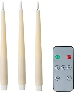 Rechargeable LED Taper Candles 3 Pack with Remote Control, USB  Cables Included, Flameless Wax