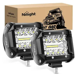 Nilight 4-Inch 60W Triple Row Spot-Flood LED Pods, Work Light, LED Car Lights, Auto Parts Accessories, Truck Accessories, Pair Pack