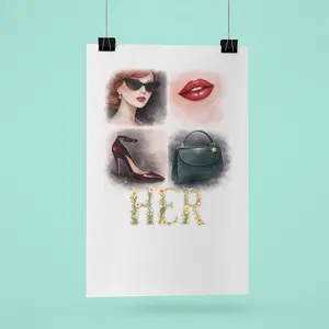 Fashion Collage Satin Poster | Chic Woman, Red Lips, Heel & Handbag