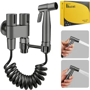 Handheld Dual Nozzle Bidet Sprayer with Double Outlet Valve, Modern Bidet Attachment for Toilet, Bathroom