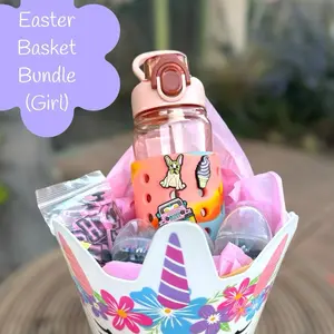 Easter Basket Charm’D Cupz Bundle (Girl)- 24oz leakproof, BPA free, shoe charm water bottle