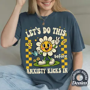Retro Flower Anxiety Shirt, Mental Health Awareness Tee, Vintage Floral Graphic, Supportive Aesthetic Outfit, Comfort Colors T-Shirt.