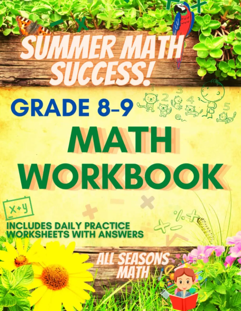 Summer Math Success: Summer Math Workbook 8th to 9th Grade: Pre-Algebra Equations, System of Equations, Expressions, Inequalities, Percenta