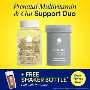 Ritual Prenatal Multivitamin and Gut Duo Supplements with Prenatal Vitamins and Synbiotic+: 3-in-1 Probiotic, Prebiotic, Postbiotic, Supports Pregnancy, and Gut Health, 30 Day Supply