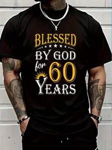 100% Cotton Vintage By God For 60 Years Happy 60th Birthday T-Shirt Women's Men's Graphic Tee Crew Neck summer vacation Tops