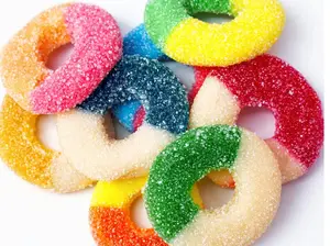1 LB Rings - A vibrant variety of Gummy Sour Rings, Chewy, colorful, rainbow of flavors, sweet snack