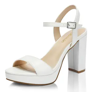 Wide Width Heels for Women Block Chunky Platform High Heels Sandals Open Toe Wedding Party Ankle Strap Dress Shoes