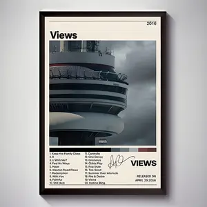 1pc Drake Views Album Art Deco Canvas Print, Modern Contemporary Space Theme, Frameless Portrait Orientation, Waterproof Artwork for Living Room, Bedroom, Home Office, Classroom, Dining Room Wall Decor, Unique Creative Wall Art Poster