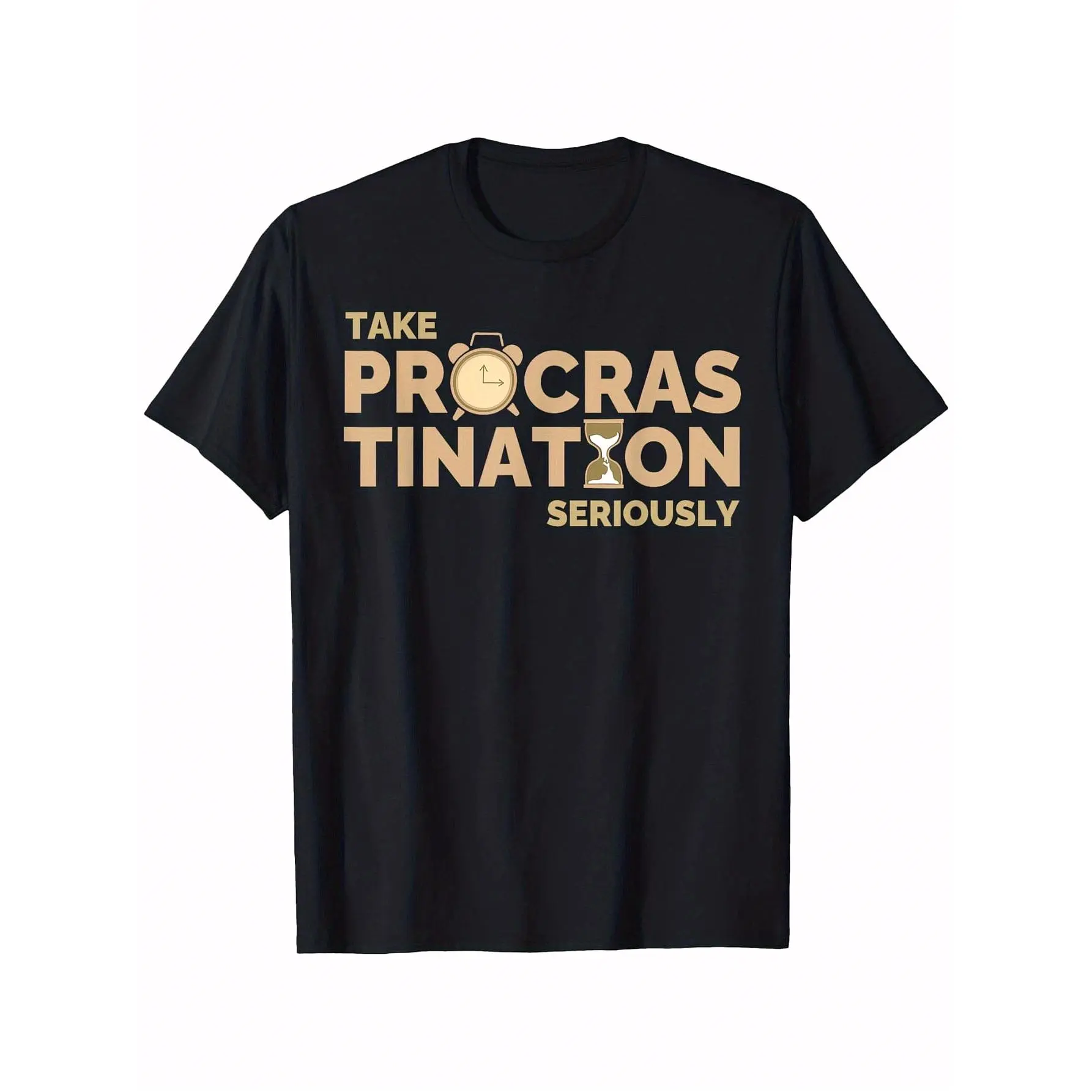 Take Procrastination Seriously Unmotivated Procrastinating T-Shirt - 100% Cotton Relaxed Fit Men's Casual Tee with Humorous Graphic Print, Black, Sizes  , Casual Wear, Relaxed Fit Tee, Cotton Tshirt
