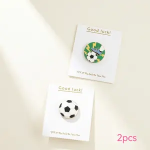 2pcs Cute Football Enamel Pins, Event Theme Lapel Patches, Sports Fan Gift, Clothing Backpack Decorative Accessories