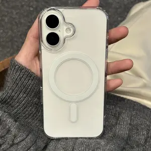 Transparent Magnetic Phone Case For iPhone 17/16/15/14/13/12/11 Pro Max Plus Air MagSafe Slim Clear Phone Case  Magnetic, Classic Hybrid Design, Transparent, Shock Protection, Compatible With MagSafe