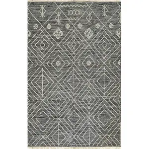 Luxurious Kilim Charcoal Handmade Wool Rug