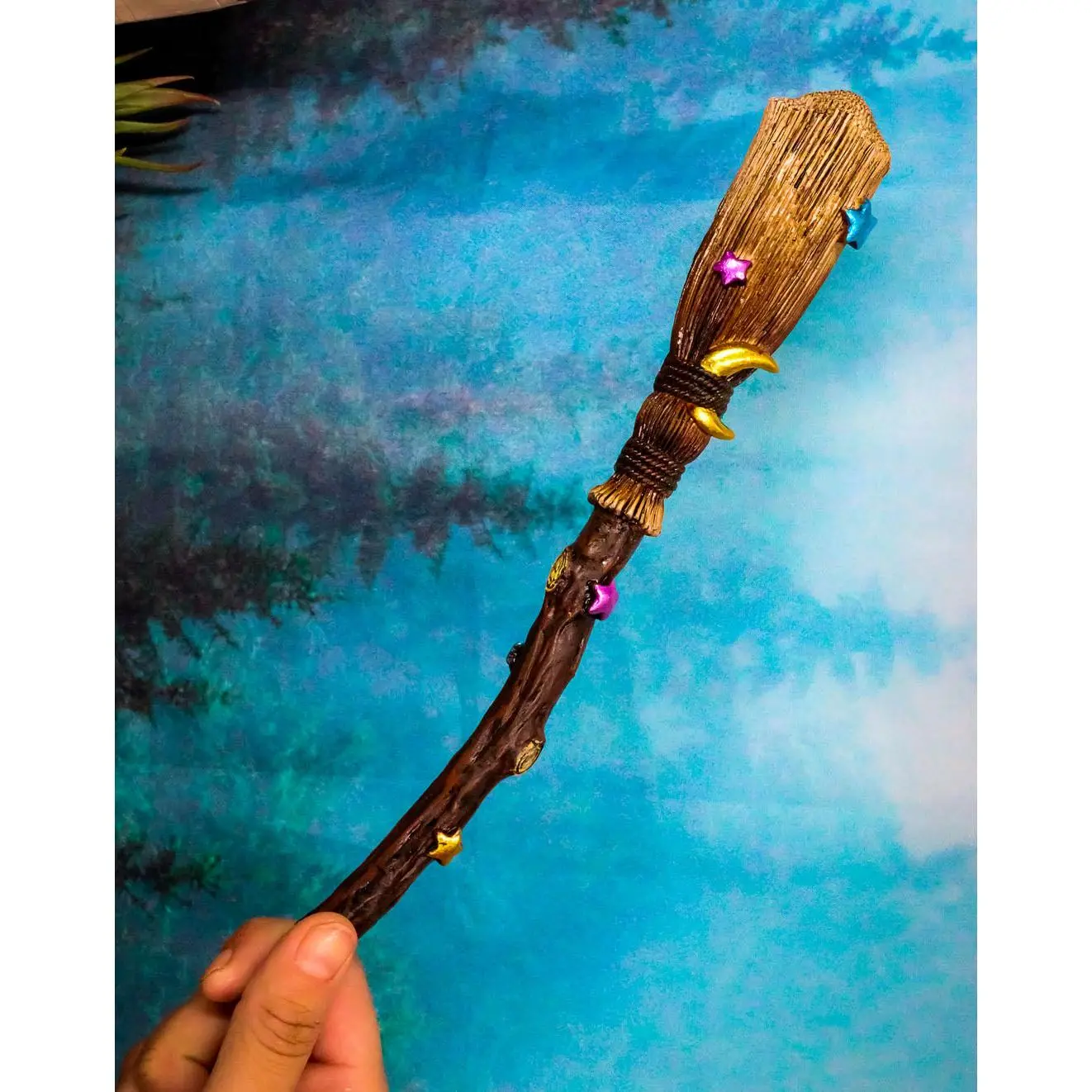 Ebros Wicca Occult Hocus Pocus Stars and Moon Witch's Broom Magic Wand Cosplay Wands