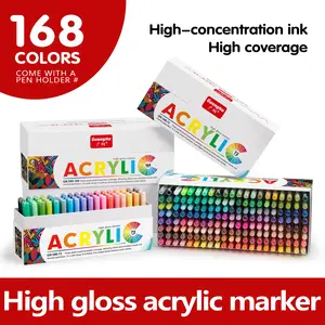 Acrylic Paint Marker Set, Acrylic Markers, 72 Colors to 168 Colors, Liquid Ink Control, Professional Grade, Ideal for Rock Painting, Canvas, Glass, Plastic, Fabric, Crafts