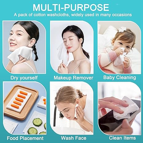 Pack of 2 (200 CT) Disposable Face Towel, Cotton Facial Dry Wipe for Sensitive Skin, Facial Tissues for Skin Care, Facial Cleansing, Makeup Wipes, Makeup Remover Towels, Upgraded and Thickened