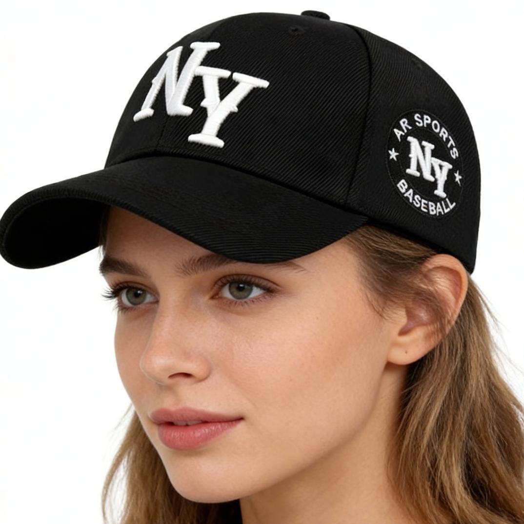 Classic NY Letter Embroidered Sport Baseball Cap - Durable 6-Panel Dad Hat for Outdoor Running, Hiking, and Daily Wear - Adjustable Breathable Sun Cap - Essential All-Season Unisex Fashion Hat
