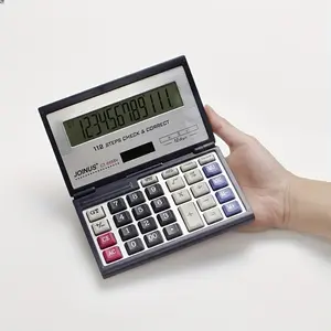 Dual Power Flip Cover Calculator Solar Battery Powered, Accounting Business Student Use, Portable Office Tool with Pen Included, Office Supplies, Calculator with Display