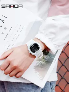 Sanda Men's Fashion Digital Watch, Casual Sports Design, Luminous Dial, Waterproof Outdoor Wristwatch, Alarm Mode Included