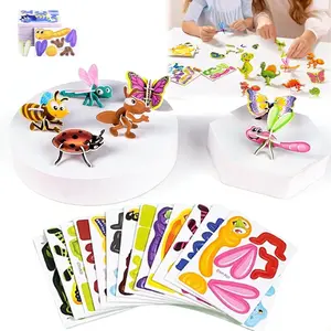 DIY 3D Creative Insect Paper Jigsaw Puzzle Set, 25 PCS Smart 3D Assembly Challenge Insect Puzzle, Educational Stem Toy, Glue-Free Assembly, Activity, Classroom & Family Fun