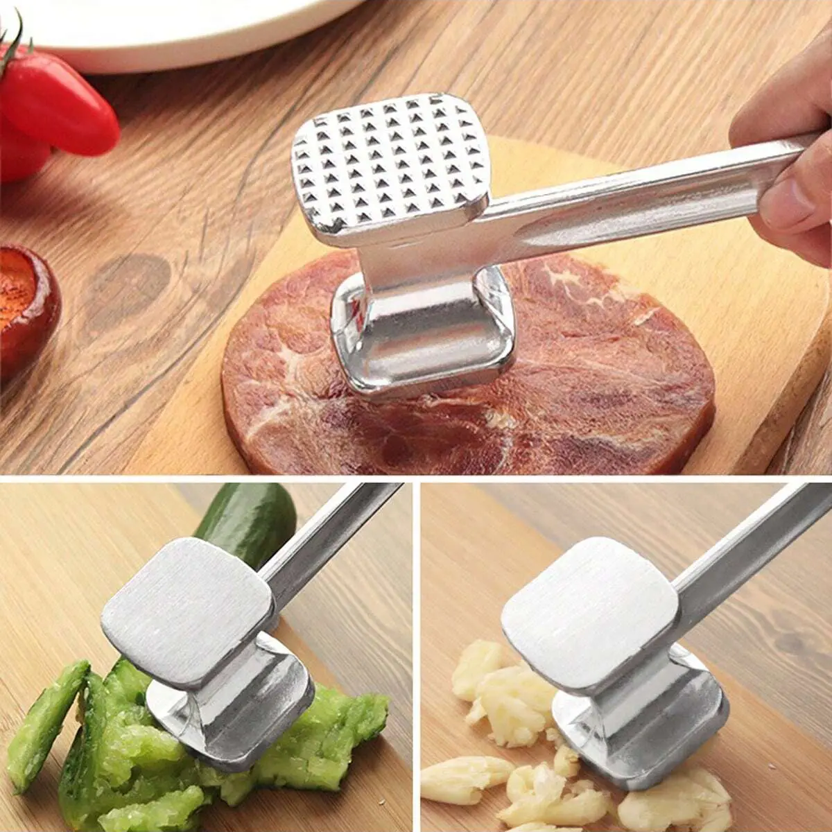 Double-Sided Meat Hammer, Aluminum Alloy Design, Ideal for Steaks & Pork Chops, Perfect for Home Cooking, Festive Gift Options