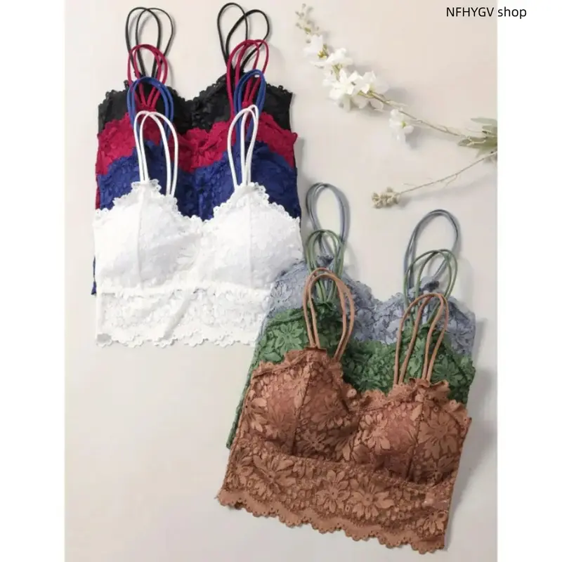 Women Minimalist Wireless Lace Bralette Elegant Sunflower Embroidery Design Backless Comfort Lingerie Soft Skin Friendly Inner Wear Stylish Basic Underwear For Daily Casual Dress Daily Outfit Matching And Relaxed Everyday Wearing