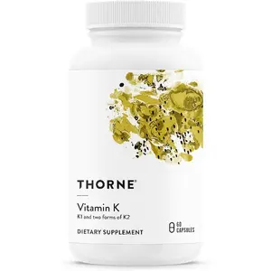 THORNE - Vitamin K - Vitamins K1 and K2 (as MK-4 and MK-7) Capsule Supplement - Supports Strong Bones* - Clinically Studied Ingredients - Third-Party Certified - Gluten, Dairy & Soy-Free - 60 Capsules