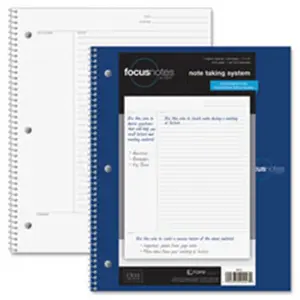 212 MAIN Wirebound Note-Taking System Notebook, 11in x 9in, 20lb Paper, 100 Sheets, Perforated Pages, Cue Column, WE