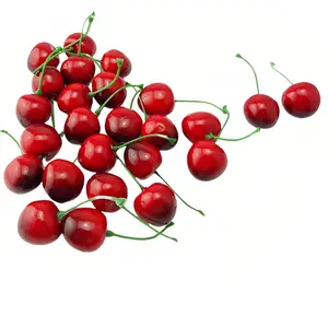 20PCS Realistic Artificial Cherries, Fake Fruit Decor - Lifelike Red Cherry for Kitchen, Party, Wedding, Table Centerpiece, Photography Props, DIY Crafts - Non-Toxic PVC, Bulk Fake Cherries