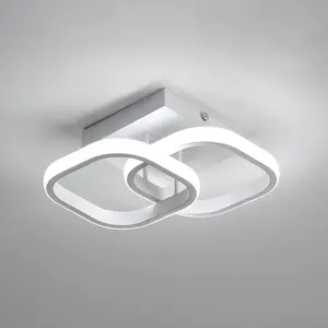 Hallway Light Square LED Ceiling Lights 9 Inch Small White Acrylic Modern Ceiling Light for Bedroom Bathroom Kitchen Balcony Corridor Stair Aisle(Cool White)