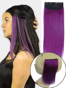 Colorful Braided Human Hair Clip-In Extensions, 8 Inch 20cm One-Piece Cardigan Hairpiece, Dye-Infused Highlight effect