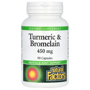 Natural Factors Turmeric & Bromelain, 450 mg, 90 Capsules