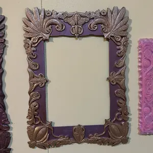 Purple & Antique Gold Baroque Frame 6x7 Ornate Mixed Media Display for Artwork and Decor